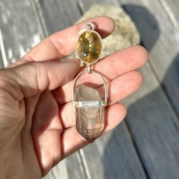 Cosmic Frequency   Citrine with Double terminated Lodolite