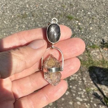 Morning star, star sapphire with Herkimer diamond