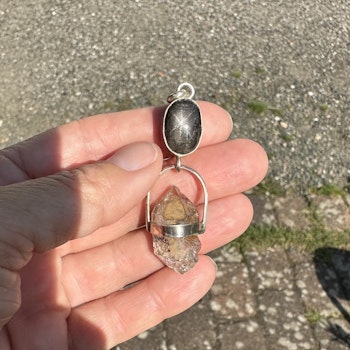 Morning star, star sapphire with Herkimer diamond