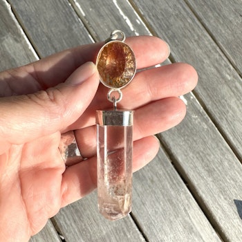 Fire starter  Citrine with Angel Phantom (Ampibole Quartz)