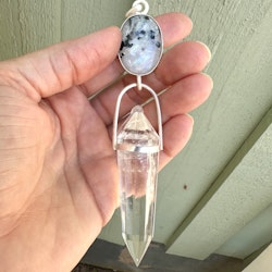 Priestess of sacred balance  Stellar collection  Masterpiece- Rainbow moonstone with Black Tourmaline with top quality Citrine