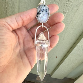 Priestess of sacred balance  Stellar collection  Masterpiece- Rainbow moonstone with Black Tourmaline with top quality Citrine