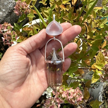 Higher Love - Golden Heart. Stellar collection- Masterpiece. Rose Quartz with citirne Vogel with golden rutiles