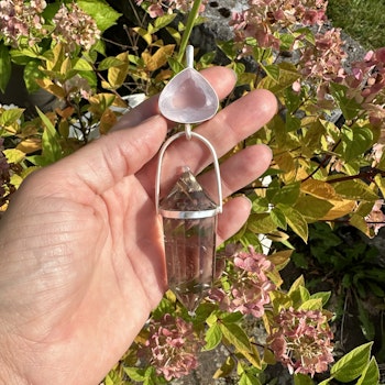 Higher Love - Golden Heart. Stellar collection- Masterpiece. Rose Quartz with citirne Vogel with golden rutiles
