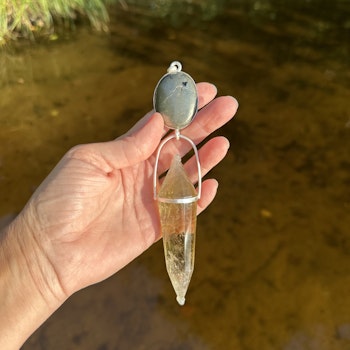 Laksmi- Godess of abundance  Masterpiece   Pyrite with Citrine Vogel crystal