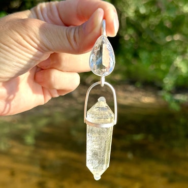 Sirius, bright shining star, Clear Quartz with Citrine Vogel