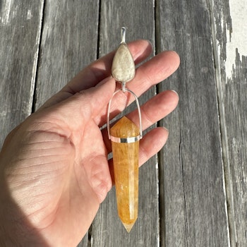 Golden Dragon Collection- Apricot Rainbow Moonstone with Golden Healer