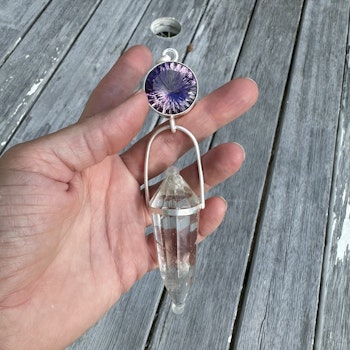 Amethyst with Citrine Vogel  Golden Dragon Collection  Connection to Nyx- Godess of the night.