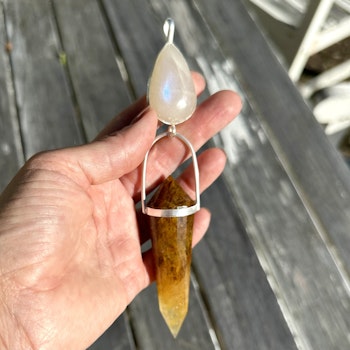 Golden Dragon collection - Apricot Moonstone with Golden Healer.