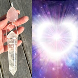 Masterpiece-Rose Quartz with 24 sided Clear Quartz Vogel.