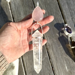 Masterpiece-Rose Quartz with 24 sided Clear Quartz Vogel.