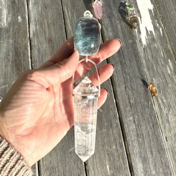 Pleiadan Masterpiece - Aquamarine with cat eye effect with 24 sided Vogel