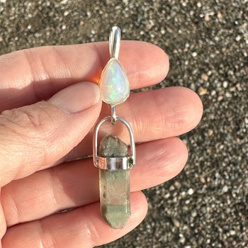Velo Opal with double terminated Lodolite from Norway.