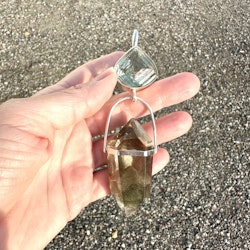 Sacred union  Green Amethyst with double terminated Lodolite