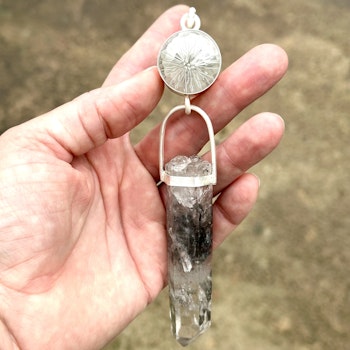 Clear Quartz  with Clear Quartz with amazing incisions from the Himalayas
