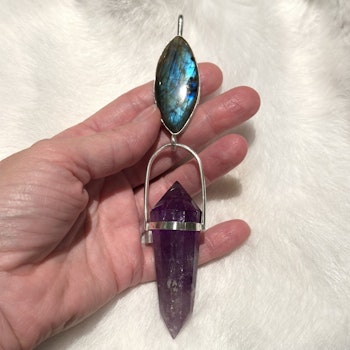 Isis- Labradorite with Amethyst Vogel crystal