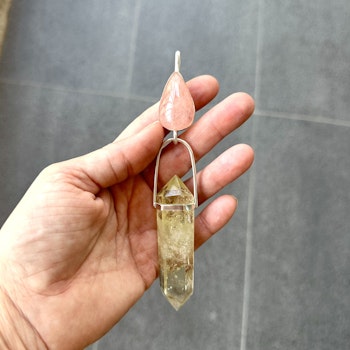 Sisterhood of the Rose and the swan Godess - Morganite with double terminated Citrine.