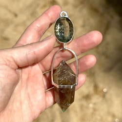 The Golden one- Green Amethyst with Gold Rutilated Quartz