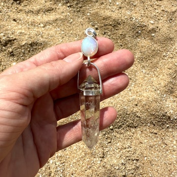 Godess Etain -The shining one  Velo Opal with naturally double terminated Citrine