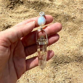Godess Etain -The shining one  Velo Opal with naturally double terminated Citrine