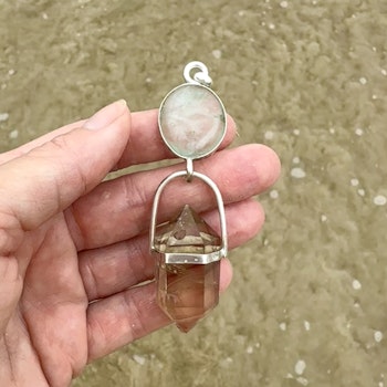 Aquarian age- Aquamarine with naturally double terminated Citrine