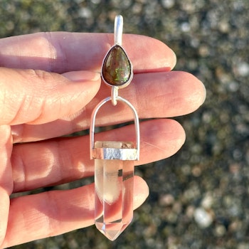 Hathor- Isis- Freja  The holy trinity - Black Opal with White Phantom Quartz