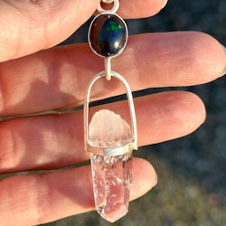 Black opal with Brandeberg Amethyst- Sheela Na Gig