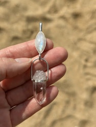 Sirius Priestess- Rainbow Moonstone with Brandenberg Amethyst