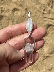Sirius Priestess- Rainbow Moonstone with Brandenberg Amethyst