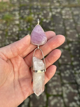 Doorway to your purest heart- Pink Kunzite with twin flame Lemurian Quartz