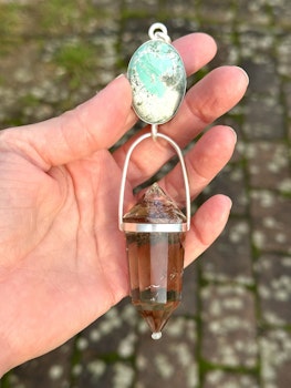 Metatron- Self realization through the heart.  Variscite with dark citrine full of rainbows