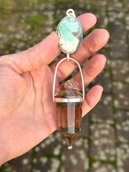 Metatron- Self realization through the heart.  Variscite with dark citrine full of rainbows