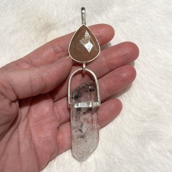 High Priestess, Natural Moonstone with Himalayan Quartz
