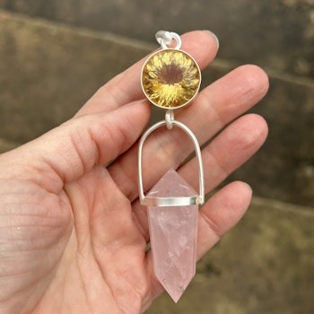 Three sun Godesses-Citrine with Rose Quartz Vogel