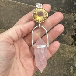 Three sun Godesses-Citrine with Rose Quartz Vogel