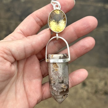 Light is your path- citrine with white Lodolite