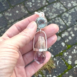 Dragons and fire  - Green Amethyst with Fire Quartz