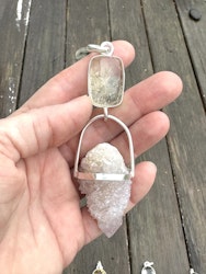 Light beings of Avalon- Golden Beryll with Amethyst Fairy Quartz
