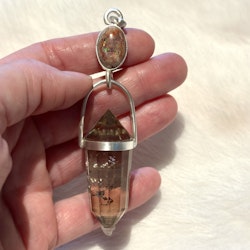 Snake energy and Kundalini force - Fire opal on matrix with dark citrine Vogel.