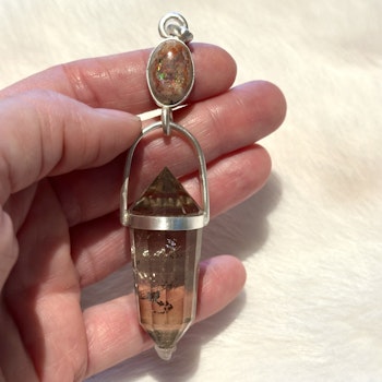 Snake energy and Kundalini force - Fire opal on matrix with dark citrine Vogel.