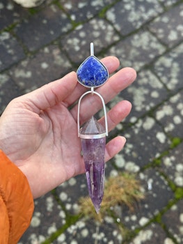 High Priestess of ancient times- Lapis Lazuli with Amethyst Vogel crystal.
