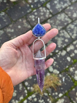 High Priestess of ancient times- Lapis Lazuli with Amethyst Vogel crystal.