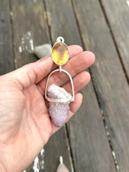 Living life fully -Citrine with Amethyst spirit/fairy quartz.