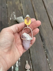 Living life fully -Citrine with Amethyst spirit/fairy quartz.