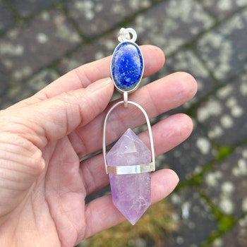 Time of the Priestess- Lapis lazuli with double terminated Amethyst
