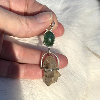 Merlin-Odin- Green Tourmaline with double terminated Quartz from Norway