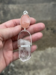 The Rose and the Swan- Morganite with Brandenberg Clear Quartz