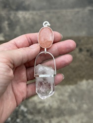 The Rose and the Swan- Morganite with Brandenberg Clear Quartz