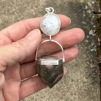 Gate to Avalon- Rainbow moonstone with Lodolite