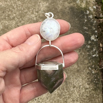 Gate to Avalon- Rainbow moonstone with Lodolite